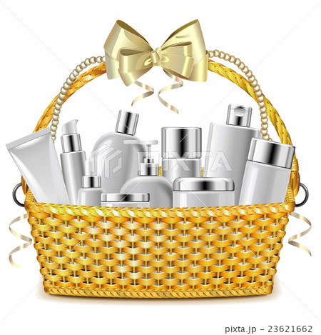 Vector Wicker Basket with Cosmetics 23621662