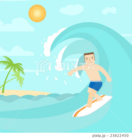 The Man Surfing On The Ocean のイラスト素材 23622450 Pixta