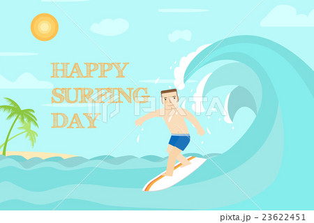 Happy surfing day flat design.  23622451