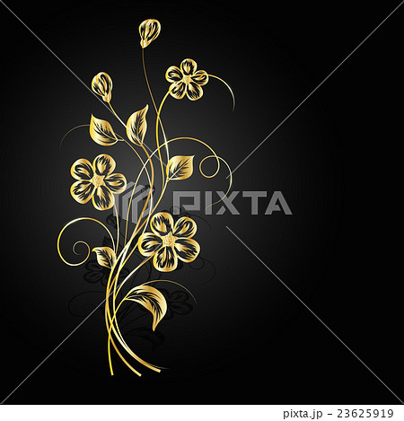 Gold flowers with shadow on dark background. 23625919