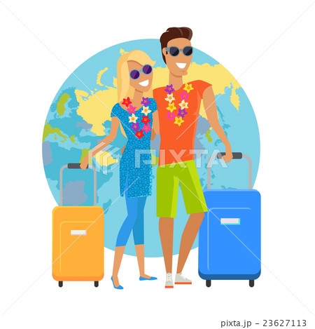 Couple Summer Vacation Travel Illustration Couple Summer Vacation Travel Illustration 23627113