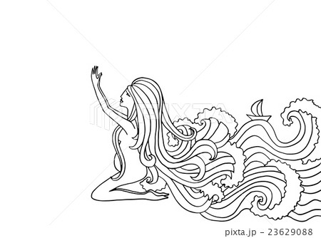Black and white doodle illustration. Pregnant 23629088