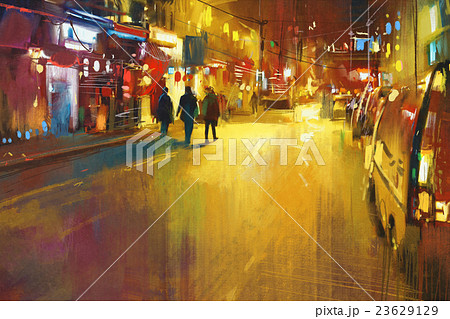 colorful city street at night colorful city street at night 23629129