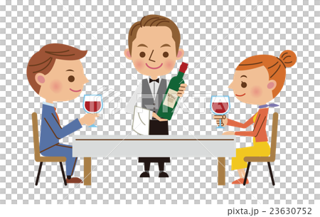 Restaurant image (Waiter carrying wine and male and female couple) 23630752