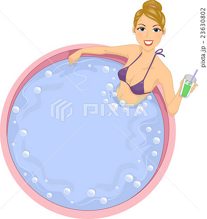 Girl Relax Hot Tub Drinks 23630802