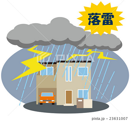 落雷　災害　家 23631007
