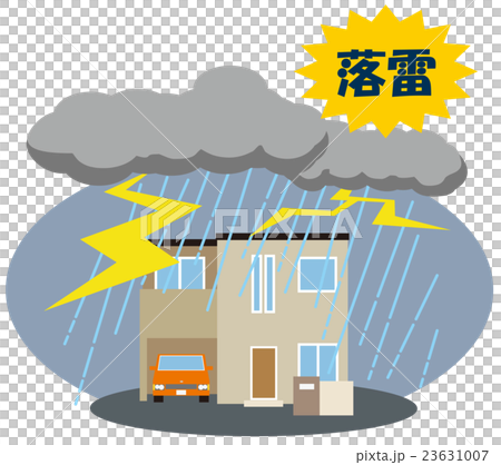 落雷　災害　家 23631007