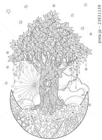 Cute Fairy Tale Tree From Magic Forestのイラスト素材