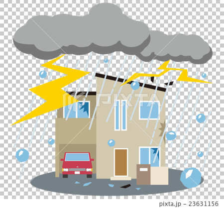 雹　雷雨　災害　家 23631156