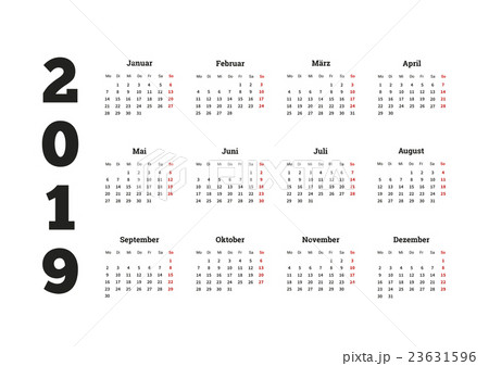 Simple calendar on 2019 year in german language Simple calendar on 2019 year in german language 23631596