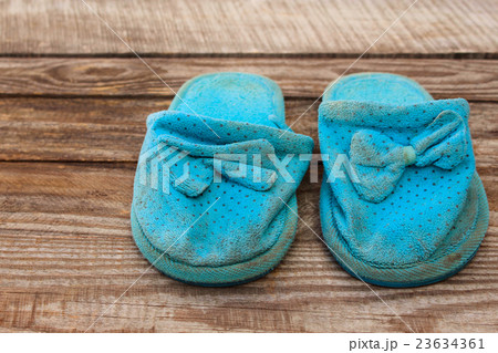 Old dirty homemade slippers 23634361