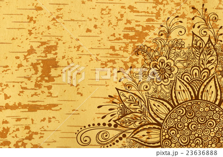 Floral Pattern on Wood Texture 23636888