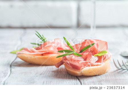 Concept of italian food with  bruschetta 23637314