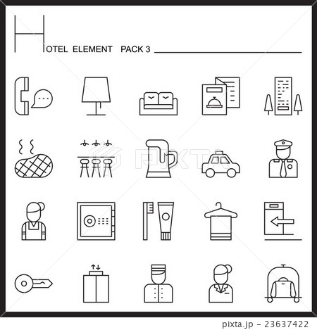 Hotel Element Line Icon Set 3.Mono pack 23637422