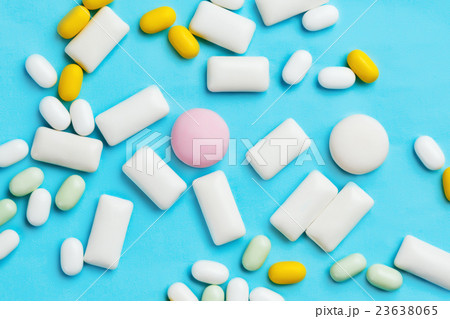 Heap of mint different chewing gums Heap of mint different chewing gums 23638065