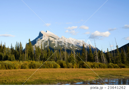 カナディアンロッキー 秋の夕方のランドル山とバーミリオン・レイク カナディアンロッキー 秋の夕方のランドル山とバーミリオン・レイク 23641262