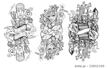 Black and white sketch of the characters.  23642100