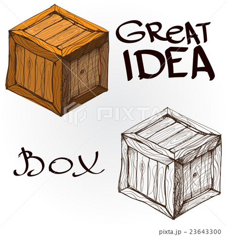 Wooden box of boards, colored hand drawing. 23643300