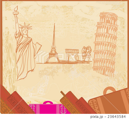travel design element with different monuments 23643584