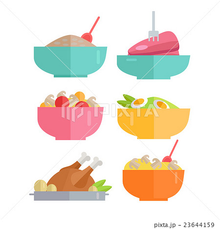 Set of Traditional Dishes Vectors in Flat Design.  23644159