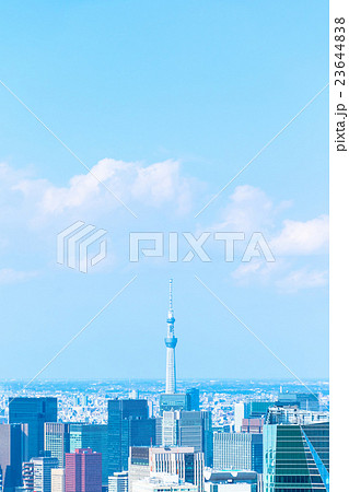 都市風景　さわやかな青空と都会　都市風景の画像素材　東京スカイツリー　コピースペース　オフィス街 23644838