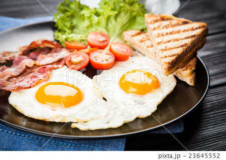 Traditional breakfast on a plate 23645552