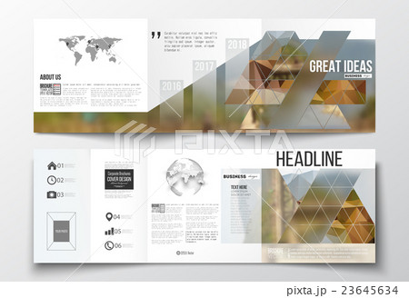 Set of tri-fold brochures, square design templates Set of tri-fold brochures, square design templates 23645634