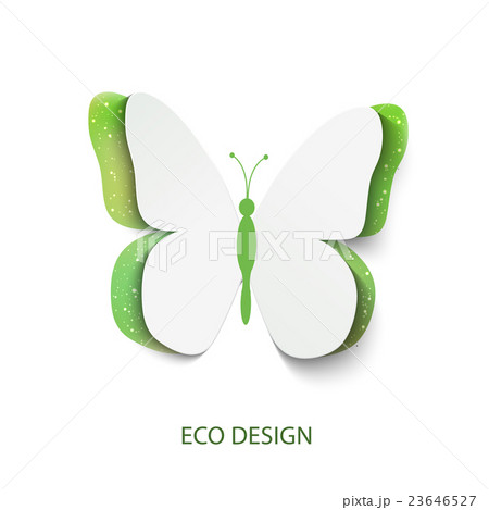 Eco concept green butterfly cut out of paper Eco concept green butterfly cut out of paper 23646527