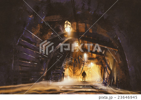 inside of the mine shaft  23646945