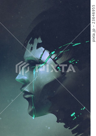 side view of robot crying 23646955