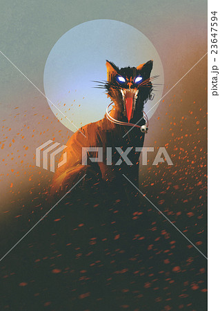 evil cat on a background of the moon 23647594