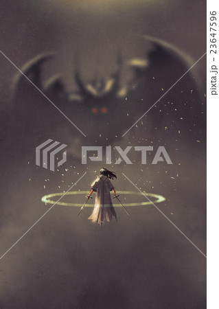 duel between knight and devil 23647596