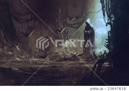 dark cloak in mysterious forest 23647618