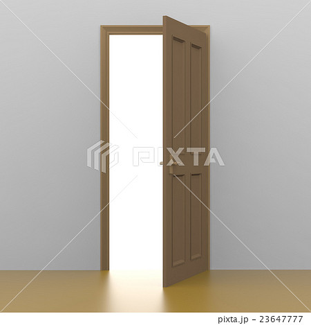 開けた茶色のドアから希望の光りが差し込むイメージの3Dレンダリング画像 23647777