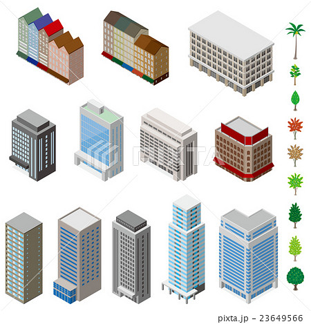 様々な建物 立体図のイラスト素材