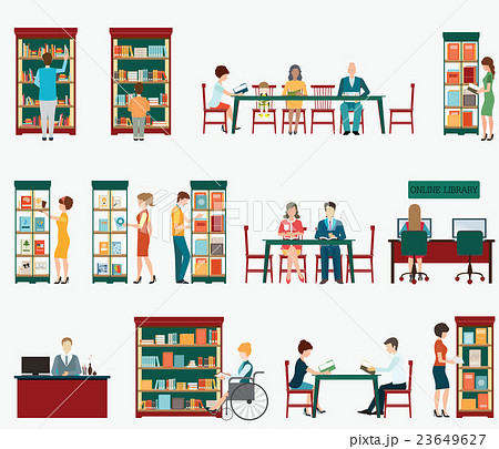 Various character people in Bookstore or library 23649627