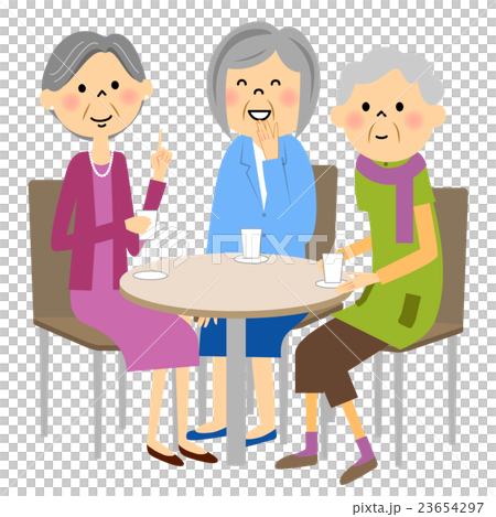 友達とティータイムを楽しむシニア 23654297