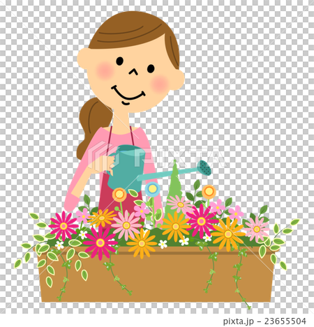 婦女澆花 婦女澆花 23655504