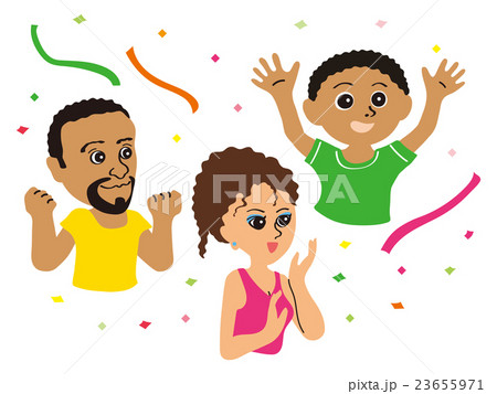 家族で応援 外国人 のイラスト素材