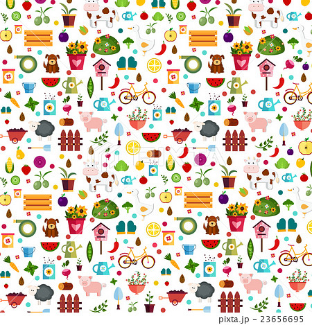 Vegetables and fruits background Illustration 23656695