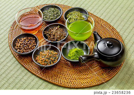 日本茶いろいろ Japanese green tea and teapot 23658236