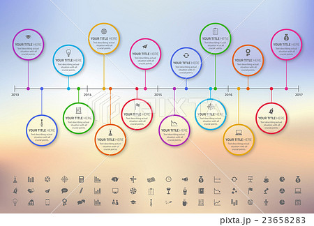 Modern Rainbow Timeline With Circle Milestonesのイラスト素材 2365