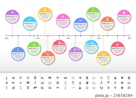 Modern Rainbow Timeline With Circle Milestones のイラスト素材