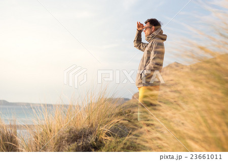 Free active man enjoying beauty of nature. Free active man enjoying beauty of nature. 23661011