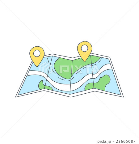 Paper Map With Destination Marked Paper Map With Destination Marked 23665087