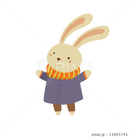 Bunny in Blue Warm Coat Childish Illustration Bunny in Blue Warm Coat Childish Illustration 23665743