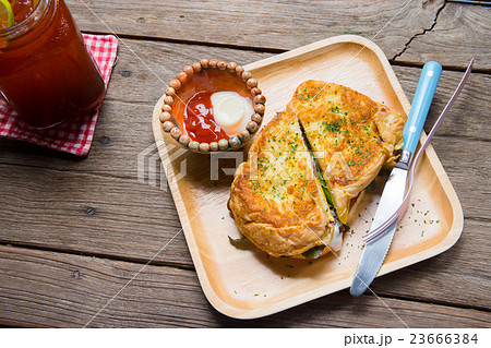 French egg toast sandwich with vintage 23666384
