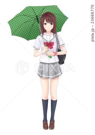 傘をさす女子高生のイラスト素材 [23666770] - PIXTA