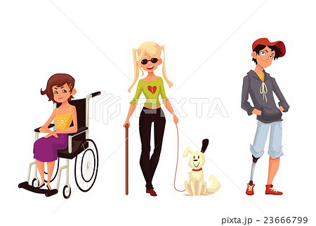 Group of disabled children, wheelchair blind Group of disabled children, wheelchair blind 23666799