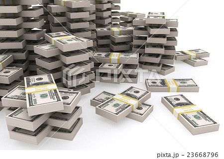 Stack of 100 dollars USA on white background. 23668796